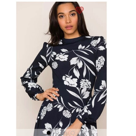 Yumi Kim Womens Small Black Meant To Be Dress Long Sleeve Floral Mini Crew Neck - Picture 1 of 11